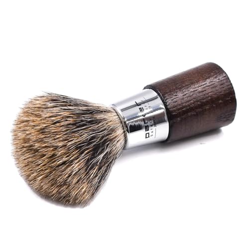 Parker 3-Band Pure Badger Shaving Brush with Stand ? Long Loft Bristles for Generating a Rich Lather, Ergonomic Walnut Handle with Chrome Accents, Handmade Wet Shaving Brush | Iconic Brand