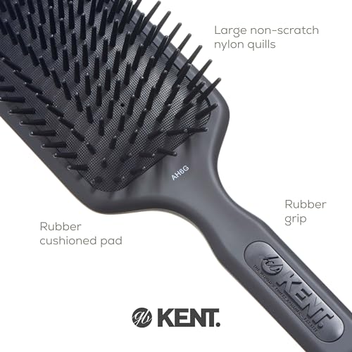 Kent AH6G Airhedz Cushion Paddle Brush - Scalp Massager and Detangler Brush - The Hair Brush for Thick Hair - Scalp Massager and Growth Stimulator - Hair Detangler and Curly Hair Brush