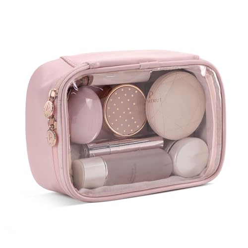 Pocmimut Clear Makeup Bags,Small Makeup Pouch with Large Cosmetic Bag Toiletry Bag Car Accessories Storage for Women Men,Travel Essentials Organizers,Pink