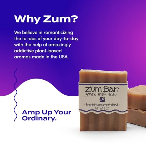 Zum Indigo Wild Goat's Milk Soap Bar - Bar Soap for Hands & Body Made with Essential Oils - 3 oz - Frankincense Blends (3 Pack)