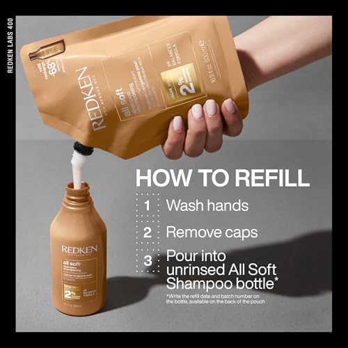Redken All Soft Shampoo - Moisturizes & Hydrates Dry, Brittle Hair, Gently Cleanses and Softens, With Argan Oil, Safe For Color-Treated Hair