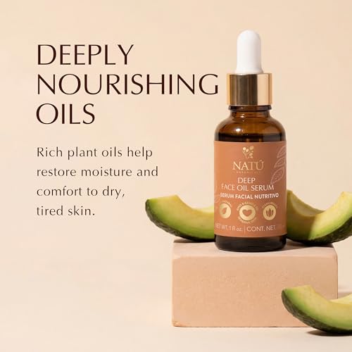 NAT? BOTANICALS Deep Face Oil Serum for Normal & Dry Skin - Rich Botanical Face Serum with Coconut & Avocado Oil for Vitamin E - Nourishing, Naturally Scented, and Clean Beauty, 1 fl oz