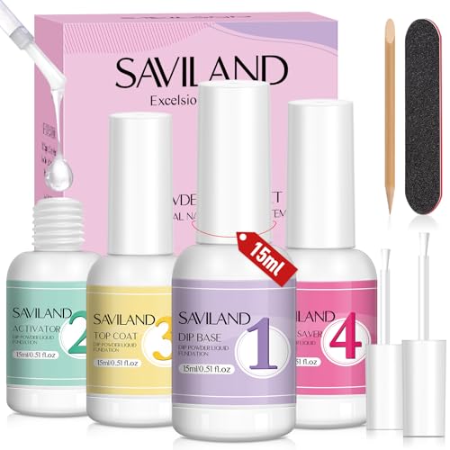 SAVILAND Dip Powder Nail Kit with Drill 30 Colors and 4Pcs Dip Powder Liquid Set Neon Summer Colors