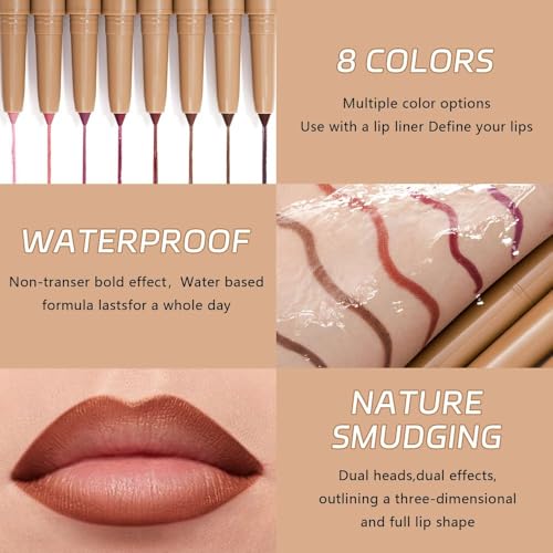 Matte Lip Liner ? Dual-Ended Retractable Pencil with Silicone Smudger, Waterproof Long Wear Crayon for Flawless Contour & Plump Lips, Vegan Cruelty-Free Beauty for Everyday Elegance (05#, 1PCS)