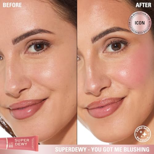 Revolution, Superdewy Liquid Blush, Richly Pigmented & Buildable, Blendable Formula, You Got Me Blushing, 0.5 fl oz
