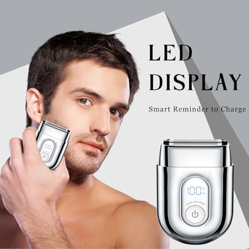Electric Razor for Men, Electric Foil Shavers for Women,Mini Foil Shaver with Double Floating Blades, IPX7 Waterproof Wet/Dry Shaver, 90 Min Runtime, LED Display, Travel Lock, Gifts for Men&Women