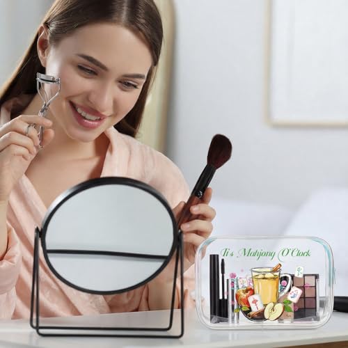 Hsei 12 Pcs Mahjong Cocktail Clear Cosmetic Bag Gifts for Women Mahjong Makeup Bag Waterproof PVC Mah Jong Zippered Pouch for Lover Player Friend Grandma Lucky Mother's Day Birthday New Year Gift