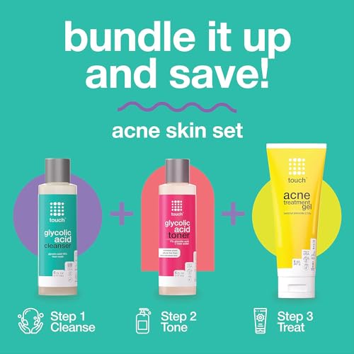 Touch Benzoyl Peroxide 2.5% Gel Cream For Acne - Pimples and Cystic Acne Spot & Daily Face and Back Medication for Adults & Teens ? Goes on Clear Lightweight & Non-Drying - Large 8 oz.