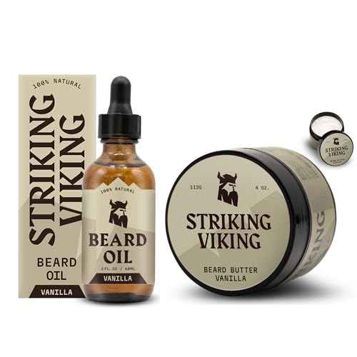Striking Viking Pack of 2 Beard Oil (2oz) & Beard Butter (4oz) Vanilla Scent