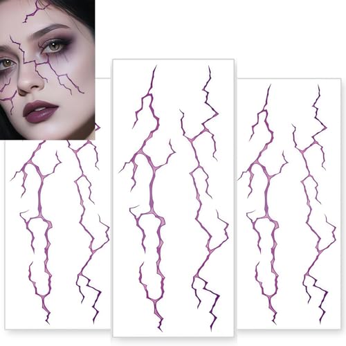 Movie Purple Temporary Tattoos Dance Cosplay Halloween Cosplay Tattoos Stickers Prop Accessories, Waterproof Temporary Tattoo (3 PCS)