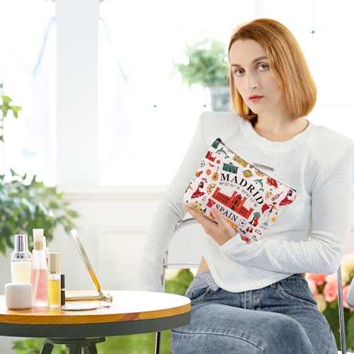 BLUPARK Spanish Mom Cosmetic Bag Madrid Souvenir Gift Madrid Spain Travel Makeup Bag Spain Lover Gift