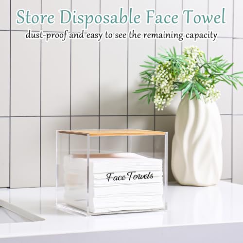 Acrylic Disposable Face Towel Holder, Clean Towels XL Box Intented for Clean Face Towels XL, Facial Towel Container Dispenser for Bathroom