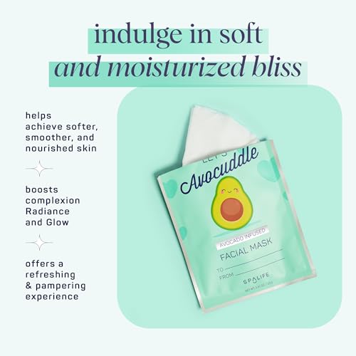 SpaLife Let¡¯s Avocuddle & You're My Jam Valentines Face Masks Bundle | Avocado and Strawberry Extract Infused Sheet Mask Sets for Hydration and Glow | Perfect Valentines Day Skincare Gift Set.