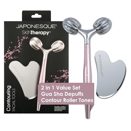 JAPONESQUE SKINTherapy Contouring Facial Tool V Roller for Lymphatic Drainage, Facial Massage, Relieves Tension and Improves Absorption of Skin Care Products