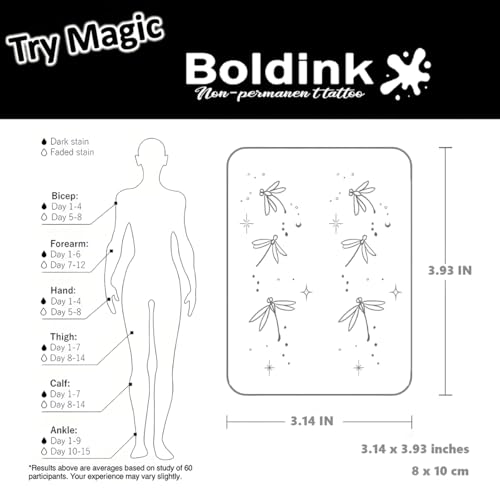 Semi-permanent Tattoos,Realistic Fake Tattoos,Last 7-15 Days,Waterproof Non-reflective Temporary Tattoo Stickers,Cruelty-free,Uniquely Designed Exquisite Packaging(Dragonfly)