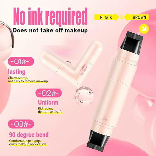 Eyeliner Stamp Upgraded Foldable Eyeliner Stamp for Perfect Wings, Waterproof Eyeliners Tool, Smudge Proof Eyeliners Pen for Beginners, Black