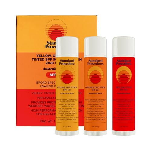 Standard Procedure - Zinc Sunscreen Sticks - SPF 50+ Tinted Sunscreen Sticks Available in Yellow, Orange, & Red - Zinc Sunscreen Sticks Made w/Naturally Derived Zinc - Australian Sunscreen