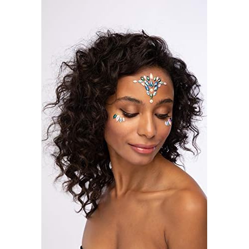 Face Jewels by Moon Glitter - Festival Face Body Gems, Crystal Make up Eye Glitter Stickers, Temporary Tattoo Jewels (Mystic Mermaid)