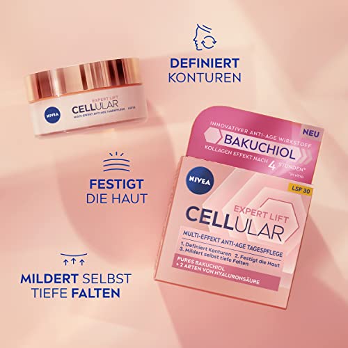 NIVEA Cellular Expert Lift Advanced Firming Day & Night Facial Cream Collection with Bakuchiol and Multi-Layer Hyaluronic Hydration for Mature Skin, Smoothing and Nourishing Anti-Age Duo, 2 ¡¿ 50 ml
