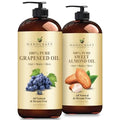 Handcraft Blends Satin Skin Set: Sweet Almond Oil and Grapeseed Oil ? (2 x 16 Fl Oz) ? 100% Pure & Natural ? Premium Carrier Oils for Massage and Daily Hydration