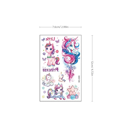 Glitter Unicorn Temporary Tattoos - 12 Sheets 120+ Styles Unicorn Mermaid Glitter Fake Tattoo Birthday Party Supplies Favors Q748