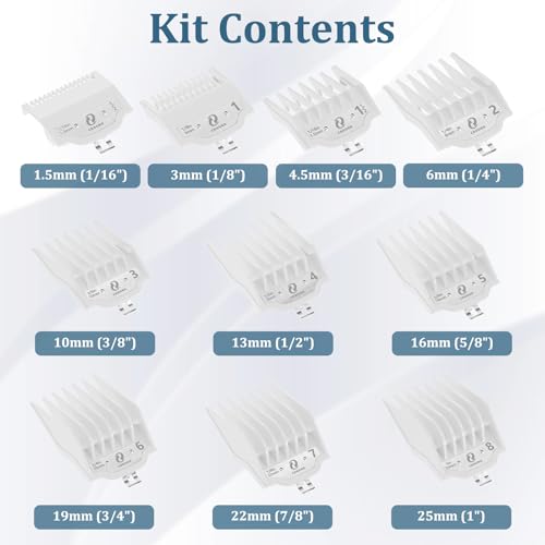 CR8GR8 Clipper Guards Set, 10 Professional Cutting Guides (1/16" to 1") Compatible with Most Wahl Clippers, Transparent Replacement Guards for Wahl Hair Clippers