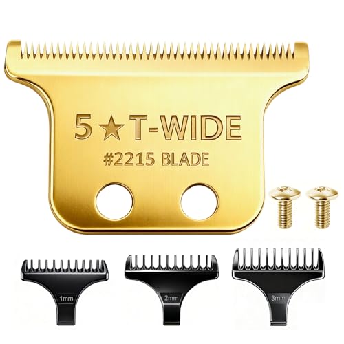 Replacement 2215 T Wide Blades Adjustable Trimmer Blade compatible with Wahl Professional 5 Star Series 8081 and 8171 Hair Clippers Blades-Model 2215 (1 Pc Gold)
