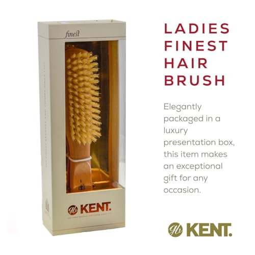 Kent LG3 Finest Hair Brushes for Women - Natural Beechwood and Boar Bristle Narrow Hairbrush for Fine or Medium Thickness Hair All Lengths - Dry Brush for Styling, Straightening, and Stimulating Oils¡¦