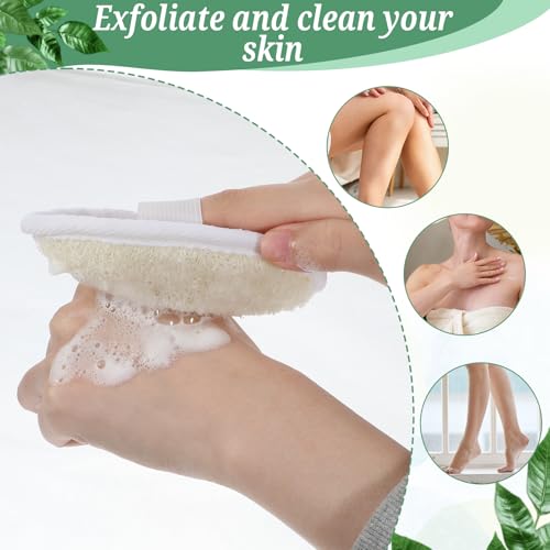 50 Pcs Exfoliating Loofah Pads Bulk, Exfoliating Body Scrubber Natural Luffa Loofah Sponge Pad for Men Women Spa Bath Shower