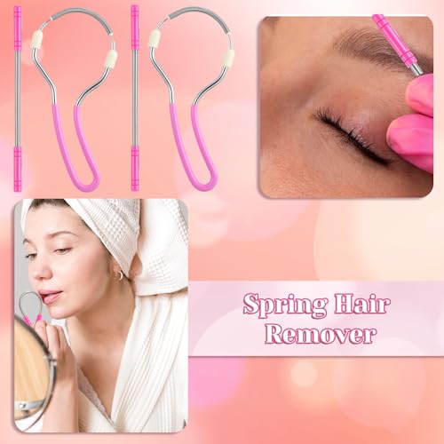 4Pcs Spring Facial Hair Removers for Women, Spring Manual Epilator Hair Removal Threading Tools Face Hair Remover with Handle