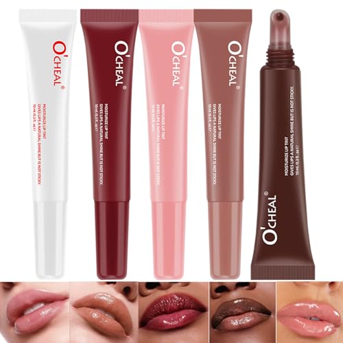 Lip Jam Hydrating Lip Gloss,5 Colors High Shine Glass Finish Lip Oil Long Lasting Nude Colors Shiny Jelly Lip Glow for Women and Girls