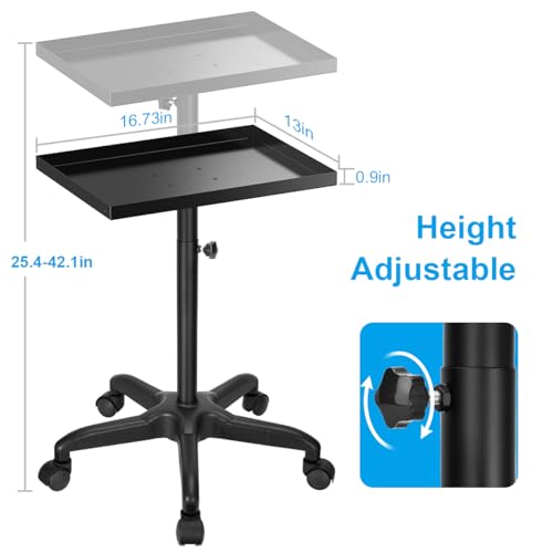 Salon Tray Cart Premium Metal Tattoo Tray Rolling Trolley Adjustable Height Storage Utility Cart for Clinic Spa Rolling Tray