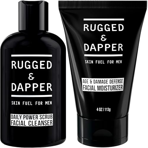RUGGED & DAPPER - Daily Power Scrub Facial Cleanser and Age Defense Face Moisturizer Bundle