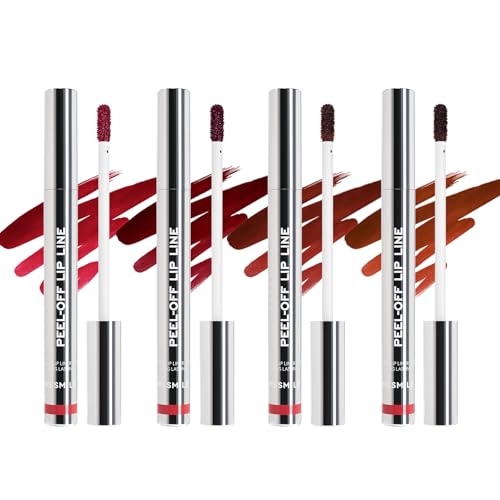 4 PCS Peel Off Lip Liner Set, Lip Liner Stay, Matte Pink Lip gloss Stain, Long Lasting Peel Off Lip Stain Tattoo, Proof Lipstain Nude Non-Fading Lip Gloss Tint