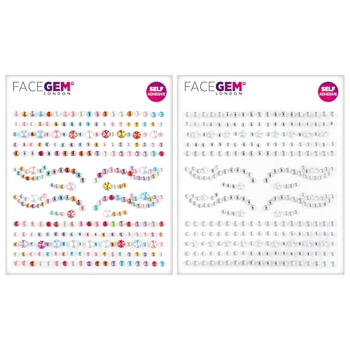 2 PCS Face Gems ? Face Jewels - Self-Adhesive Rhinestone Face Jewels for Makeup, Party & Rave Looks - Eye Gems, Face Glitter, Self- Adhesive Festival Gems, Glitter Tattoo, Face Gems (Multicolor)