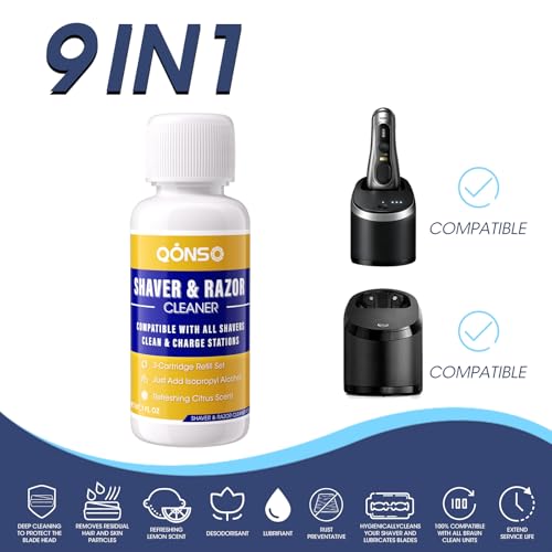 Electric Shaver Cleaning Solution - Electric Razor Cleaner£¬Compatible With Braun Cleaning Solution & Renew Refill Cartridges - Clipper Blade Cleaner - 3 Bottles, Makes 9 Refills