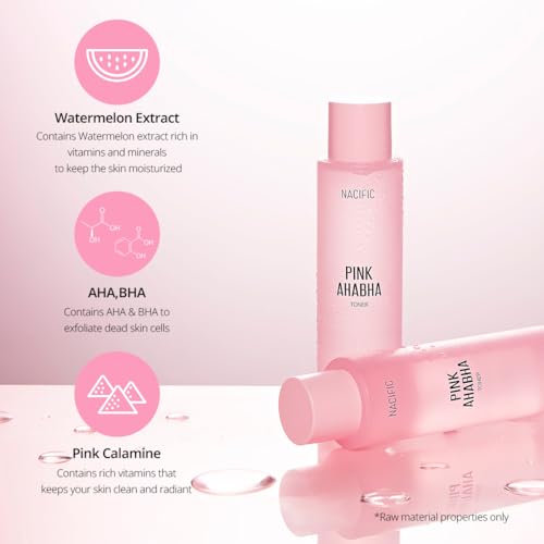 NACIFIC Pink AhaBha Triple Set (Toner 150ml, Serum 50ml, Cream 50ml) AHA, BHA, Watermelon extract Glow Moristurizing Hyaluronic Acid