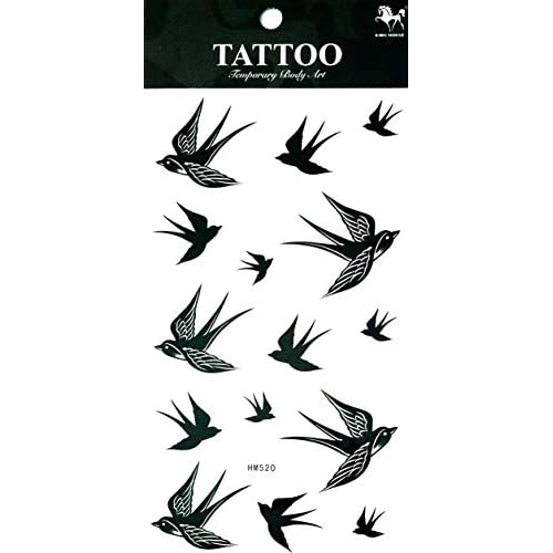 Tattoos 2 Sheets Temporary Tattoo 3D Cartoon Black bird for Women Men Lower Back Shoulder Neck Arm Tattoo Sticker Party Fashion