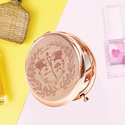 KEYCHIN 4th Wing Pocket Mirror Dragon Rider Book Gifts Empyrean Book Series Compact Makeup Mirror Ya Fantasy Book Lover Gifts (4 Wing-RG)