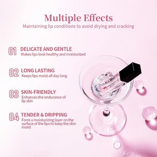 Magic Color Changing Lip Gloss, Pink Magic Mood Lipstick Hydrating Lip Glow Oil Lip Tint Lip Inks Stain Lip Balm Not Greasy Transparent Plumping Lip Serum for Women Girls Lip Care Products