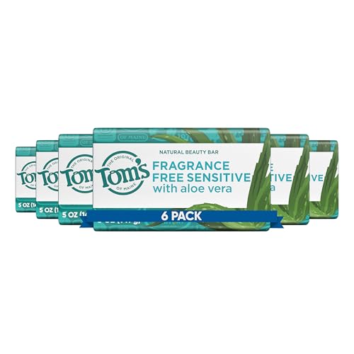 Tom¡¯s of Maine Natural Beauty Bar Soap For Women and Men, Fragrance Free, Sensitive Skin, 5 oz Bar (Pack of 6)