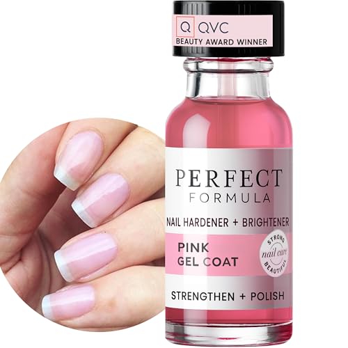 Perfect Formula Pink Gel Coat ? Rosey Glow Nail Strengthener & Keratin Treatment, 0.6 oz - Protein-Rich, Glossy Pink Gel Nail Polish for Damaged Nails | Supports Growth & Repair
