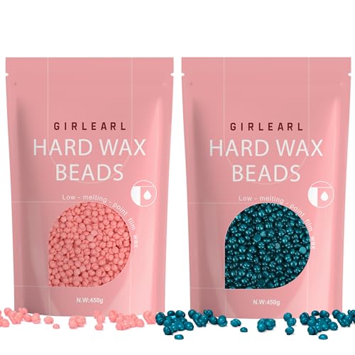 Ajoura 2 lb Rose Hard Wax Beads + 1 lb Aloe Hard Wax Beads for Hair Removal, All-purpose Wax Beans for Sensitive Skin, Large Area Coarse Hair Removal, Refill Bag for Brazilian Bikini, Face, Eyebrows