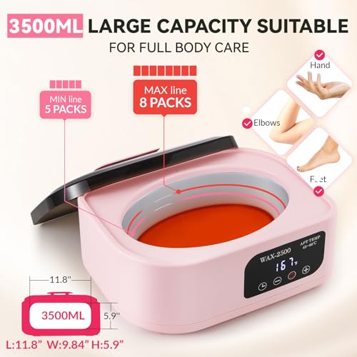 BAOSHISHAN Hand Wax Paraffin Machine, 3500ML Paraffin Wax Warmer with Auto-Timer & 113¢µ-167¢µ Display Temperature Control, Paraffin Wax Machine for Hands for Skin Moisturizing Home Spa Beauty (8 Pack)