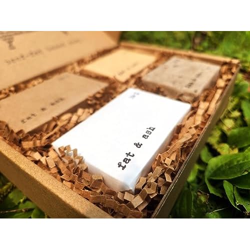 fat & ash Beef Tallow Soap Bar (4 Pack) - VERY SIMPLE INGREDIENTS - Organic and Moisturizing - Handmade in USA - Family Recipe - Long-Lasting, All-Natural, For Dry Skin