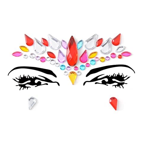 Face Gems Adhesive Glitter Jewel Tattoo Sticker Festival Gems Rave Party Body Make Up (6 PCS MULTI COLORS)