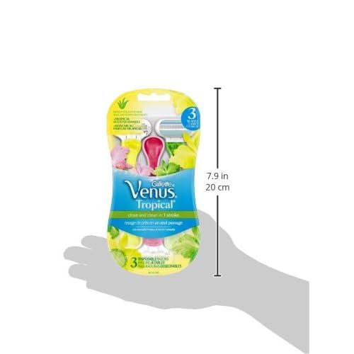 Gillette Venus Tropical Women's Disposable Razor, 3 Count, Womens Razors/Blades (Pack of 2)