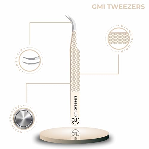 Fiber Tip Lash Tweezers- Pack of 3 Eyelash Extension Tweezers Professional- Lash Tweezers. (Light Nude)