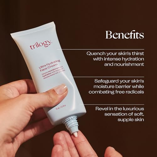 Trilogy Ultra Hydrating Face Cream, Intense Moisture for Dry Skin with Rosehip Oil, 2.5 fl oz