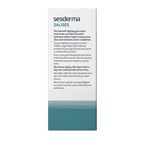 Sesderma SALISES Moisturizing Gel Cream, Acne Treatment for Oily & Combination Skin, Control Breakouts & Hydrate, 1.7 fl oz